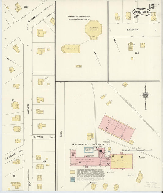 Sanborn Fire Insurance Map from Waxahachie, Ellis County, Texas (1909), Sheet #0015 - Historic Sanborn Fire Insurance Map Print, vintage old map wall art, antique decor, genealogy gift, Texas Texas map