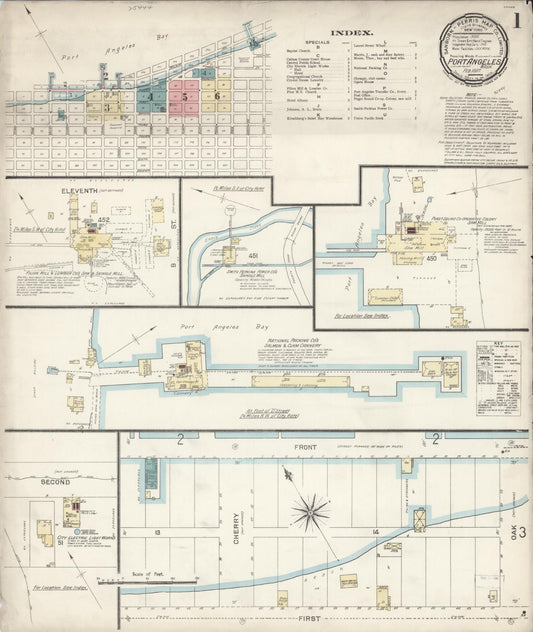 Sanborn Fire Insurance Map from Port Angeles, Clallam County, Washington (1897), Sheet #0001 - Complete Map Set gallery image, historic Sanborn map, vintage wall art, Washington Washington