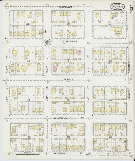 Sanborn Fire Insurance Map from Aspen, Pitkin County, Colorado (1893), Sheet #0005 - Historic Sanborn Fire Insurance Map Print, vintage old map wall art, antique decor, genealogy gift, Colorado Colorado map