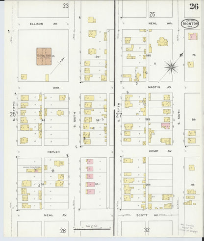 Sanborn Fire Insurance Map from Ironton, Lawrence County, Ohio (1909), Sheet #0026 - Historic Sanborn Fire Insurance Map Print, vintage old map wall art, antique decor, genealogy gift, Ohio Ohio map