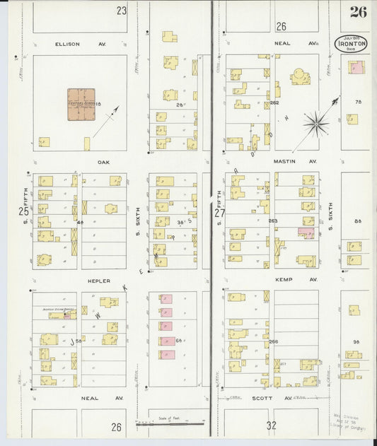 Sanborn Fire Insurance Map from Ironton, Lawrence County, Ohio (1909), Sheet #0026 - Historic Sanborn Fire Insurance Map Print, vintage old map wall art, antique decor, genealogy gift, Ohio Ohio map