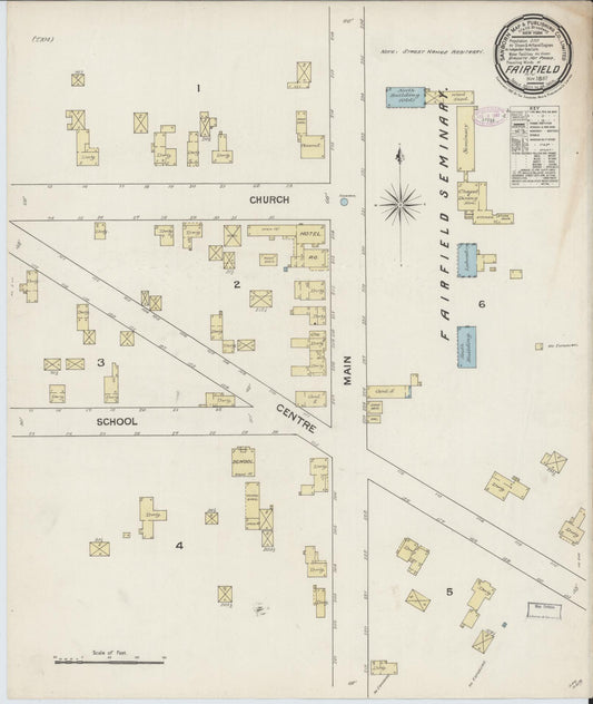 Sanborn Fire Insurance Map from Fairfield, Herkimer County, New York (1887), Sheet #0001 - Historic Sanborn Fire Insurance Map Print, vintage old map wall art, antique decor, genealogy gift, New York New York map