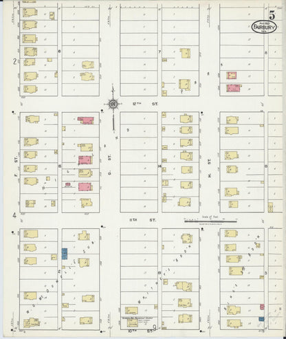 Sanborn Fire Insurance Map from Fairbury, Jefferson County, Nebraska (1921), Sheet #0005 - Complete Map Set gallery image, historic Sanborn map, vintage wall art, Nebraska Nebraska