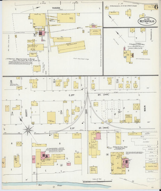 Sanborn Fire Insurance Map from Metropolis, Massac County, Illinois (1902), Sheet #0006 - Historic Sanborn Fire Insurance Map Print, vintage old map wall art, antique decor, genealogy gift, Illinois Illinois map