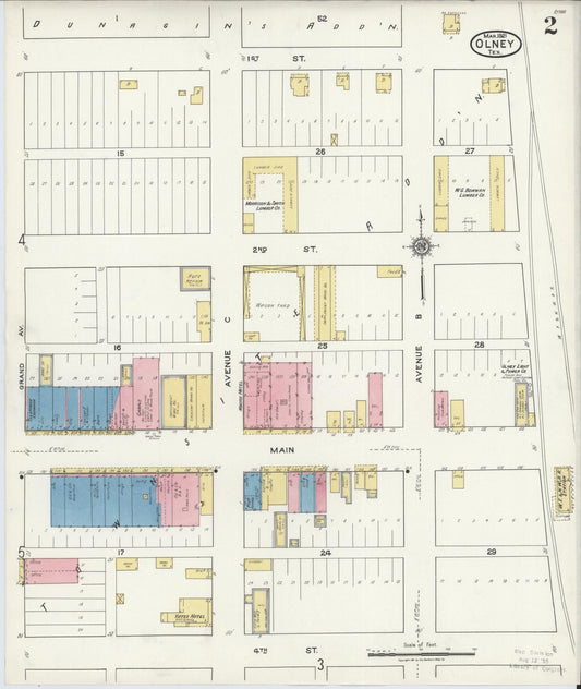 Sanborn Fire Insurance Map from Olney, Young County, Texas (1921), Sheet #0002 - Historic Sanborn Fire Insurance Map Print, vintage old map wall art, antique decor, genealogy gift, Texas Texas map