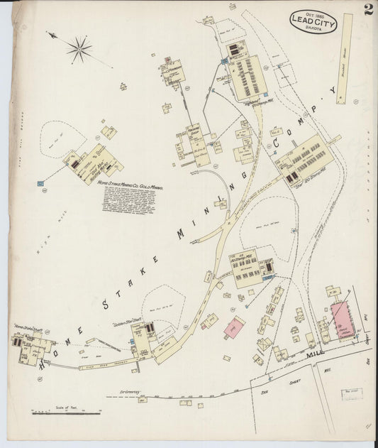 Sanborn Fire Insurance Map from Lead, Lawrence County, South Dakota (1885), Sheet #0002 - Historic Sanborn Fire Insurance Map Print, vintage old map wall art, antique decor, genealogy gift, South Dakota South Dakota map