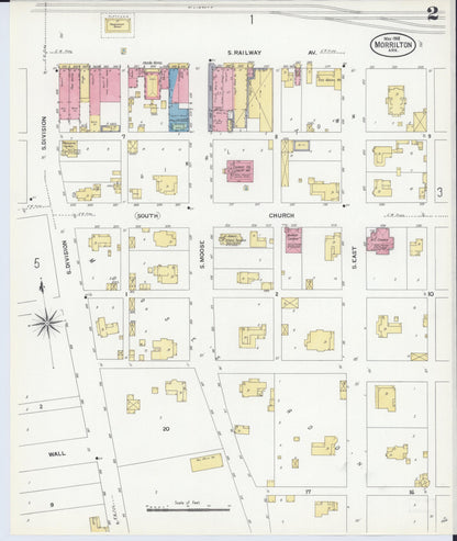 Sanborn Fire Insurance Map from Morrilton, Conway County, Arkansas (1908), Sheet #0002 - Complete Map Set gallery image, historic Sanborn map, vintage wall art, Arkansas Arkansas