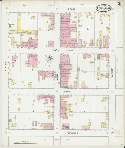 Sanborn Fire Insurance Map from Russellville, Logan County, Kentucky (1892), Sheet #0002 - Complete Map Set gallery image, historic Sanborn map, vintage wall art, Kentucky Kentucky