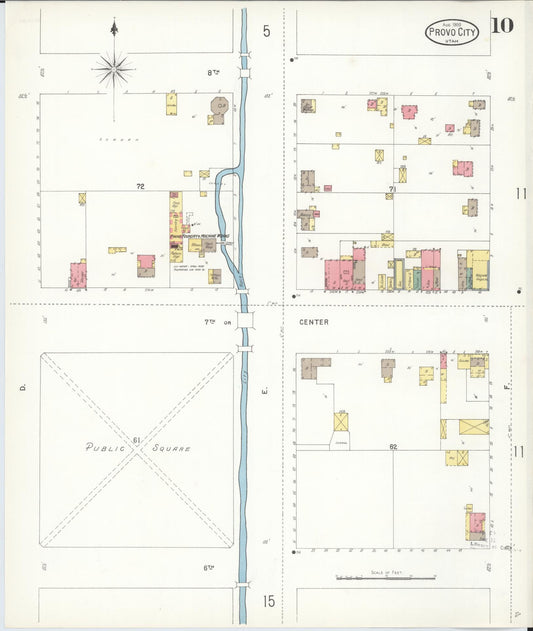 Sanborn Fire Insurance Map from Provo, Utah County, Utah (1900), Sheet #0010 - Historic Sanborn Fire Insurance Map Print, vintage old map wall art, antique decor, genealogy gift, Provo Utah map