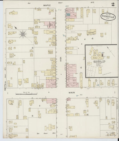 Sanborn Fire Insurance Map from Hicksville, Defiance County, Ohio (1887), Sheet #0002 - Historic Sanborn Fire Insurance Map Print, vintage old map wall art, antique decor, genealogy gift, Ohio Ohio map