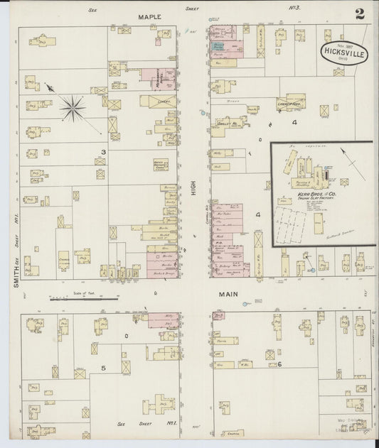 Sanborn Fire Insurance Map from Hicksville, Defiance County, Ohio (1887), Sheet #0002 - Historic Sanborn Fire Insurance Map Print, vintage old map wall art, antique decor, genealogy gift, Ohio Ohio map