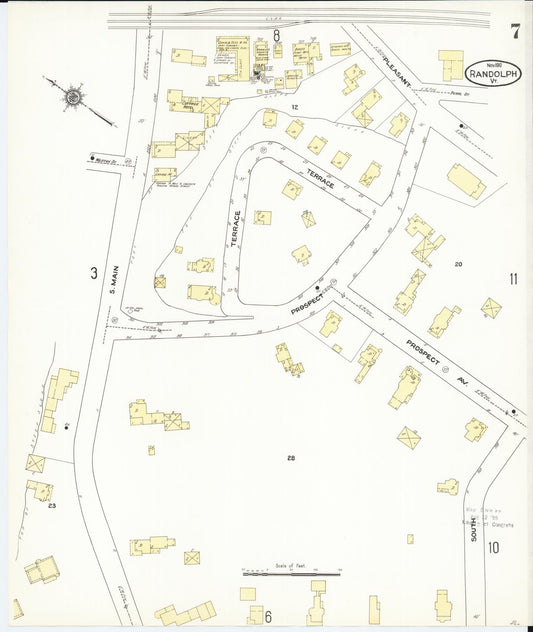 Sanborn Fire Insurance Map from Randolph, Orange County, Vermont (1910), Sheet #0007 - Historic Sanborn Fire Insurance Map Print, vintage old map wall art, antique decor, genealogy gift, Vermont Vermont map