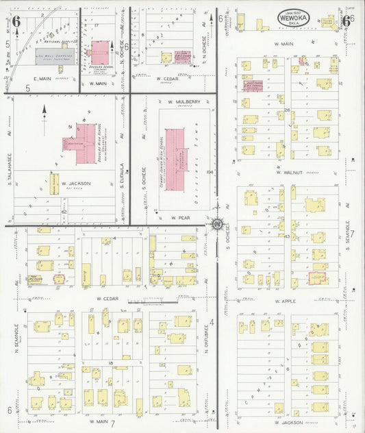 Sanborn Fire Insurance Map from Wewoka, Seminole County, Oklahoma (1930), Sheet #0006 - Historic Sanborn Fire Insurance Map Print, vintage old map wall art, antique decor, genealogy gift, Oklahoma Oklahoma map