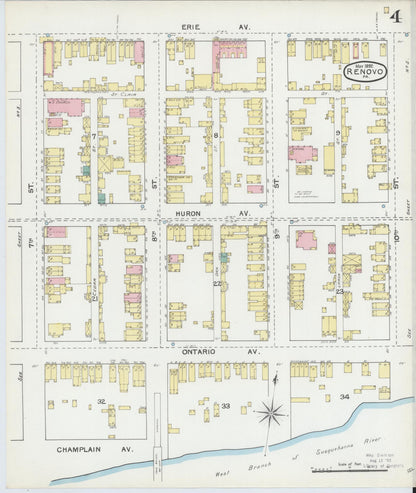 Sanborn Fire Insurance Map from Renovo, Clinton County, Pennsylvania (1892), Sheet #0004 - Complete Map Set gallery image, historic Sanborn map, vintage wall art, Pennsylvania Pennsylvania