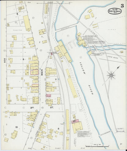 Sanborn Fire Insurance Map from Necedah, Juneau County, Wisconsin (1891), Sheet #0003 - Historic Sanborn Fire Insurance Map Print, vintage old map wall art, antique decor, genealogy gift, Wisconsin Wisconsin map