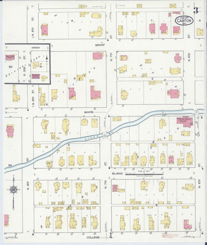 Sanborn Fire Insurance Map from Canton, Lewis County, Missouri (1917), Sheet #0003 - Complete Map Set gallery image, historic Sanborn map, vintage wall art, Missouri Missouri