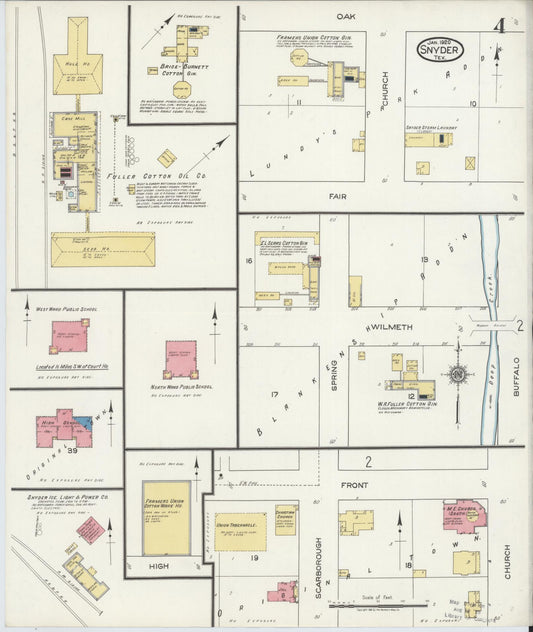 Sanborn Fire Insurance Map from Snyder, Scurry County, Texas (1920), Sheet #0004 - Historic Sanborn Fire Insurance Map Print, vintage old map wall art, antique decor, genealogy gift, Texas Texas map