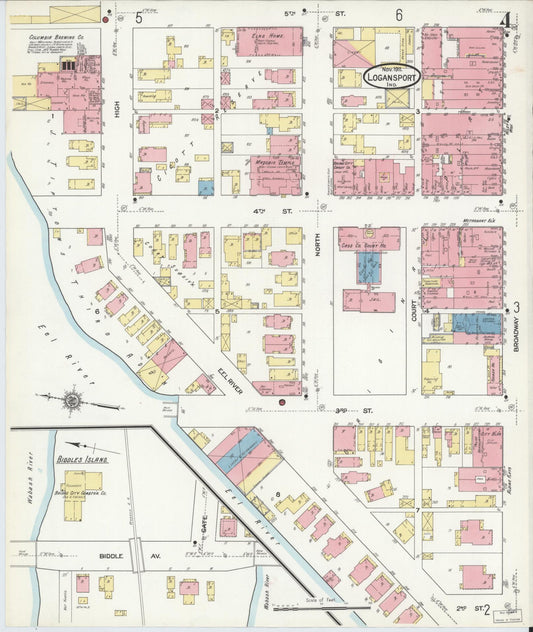 Sanborn Fire Insurance Map from Logansport, Cass County, Indiana (1911), Sheet #0004 - Historic Sanborn Fire Insurance Map Print, vintage old map wall art, antique decor, genealogy gift, Indiana Indiana map