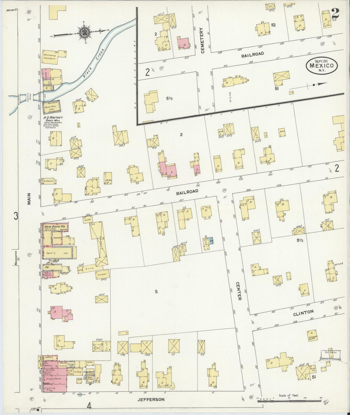 Sanborn Fire Insurance Map from Mexico, Oswego County, New York (1911), Sheet #0002 - Complete Map Set gallery image, historic Sanborn map, vintage wall art, New York New York