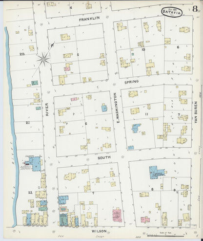 Sanborn Fire Insurance Map from Batavia, Kane County, Illinois (1891), Sheet #0008 - Historic Sanborn Fire Insurance Map Print, vintage old map wall art, antique decor, genealogy gift, Illinois Illinois map
