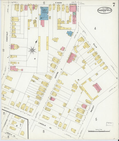 Sanborn Fire Insurance Map from Haddonfield, Camden County, New Jersey (1908), Sheet #0007 - Complete Map Set gallery image, historic Sanborn map, vintage wall art, New Jersey New Jersey
