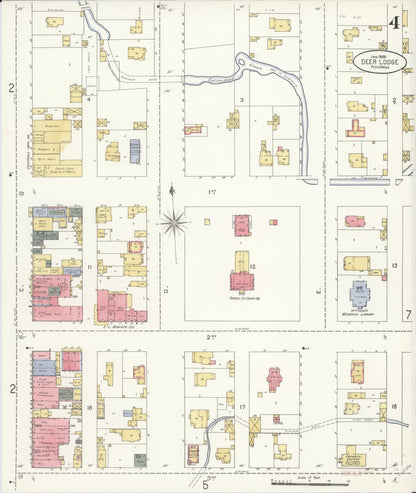 Sanborn Fire Insurance Map from Deer Lodge, Powell County, Montana (1908), Sheet #0004 - Complete Map Set gallery image, historic Sanborn map, vintage wall art, Montana Montana