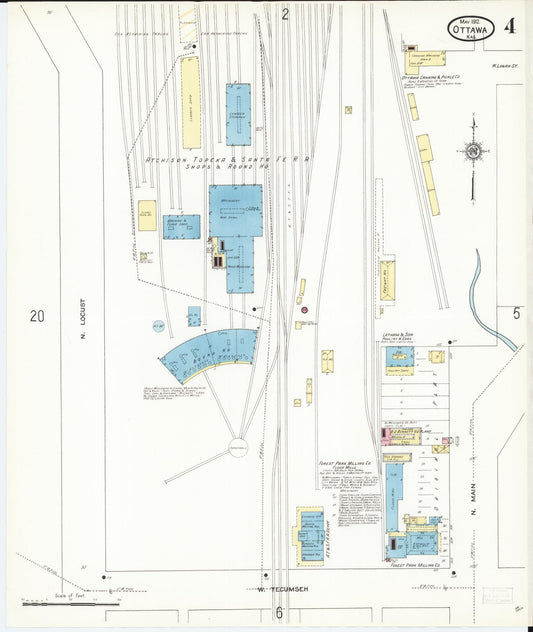Sanborn Fire Insurance Map from Ottawa, Franklin County, Kansas (1912), Sheet #0004 - Historic Sanborn Fire Insurance Map Print, vintage old map wall art, antique decor, genealogy gift, Kansas Kansas map