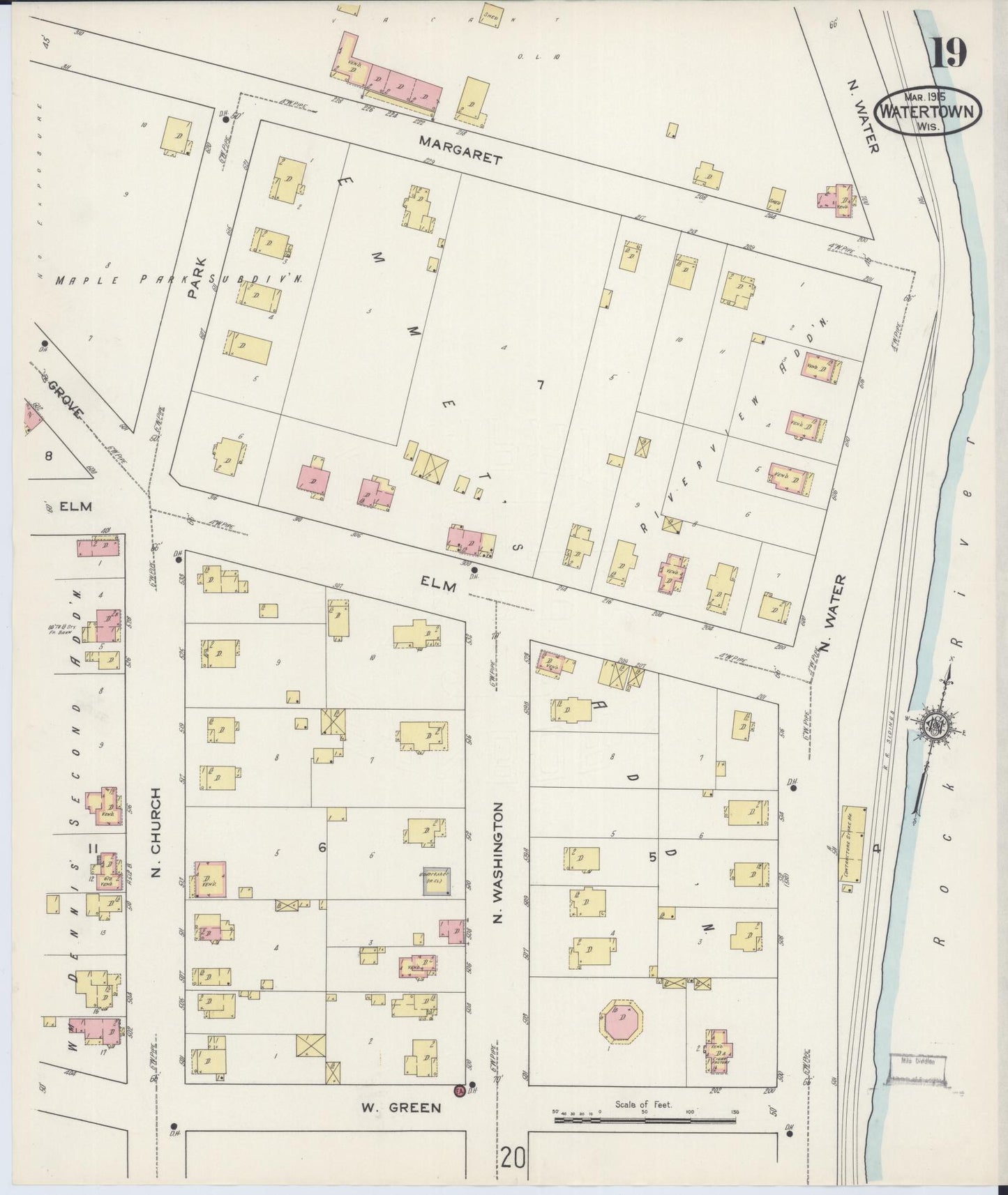 Sanborn Fire Insurance Map from Watertown, Jefferson County, Wisconsin (1915), Sheet #0020 - Complete Map Set gallery image, historic Sanborn map, vintage wall art, Wisconsin Wisconsin