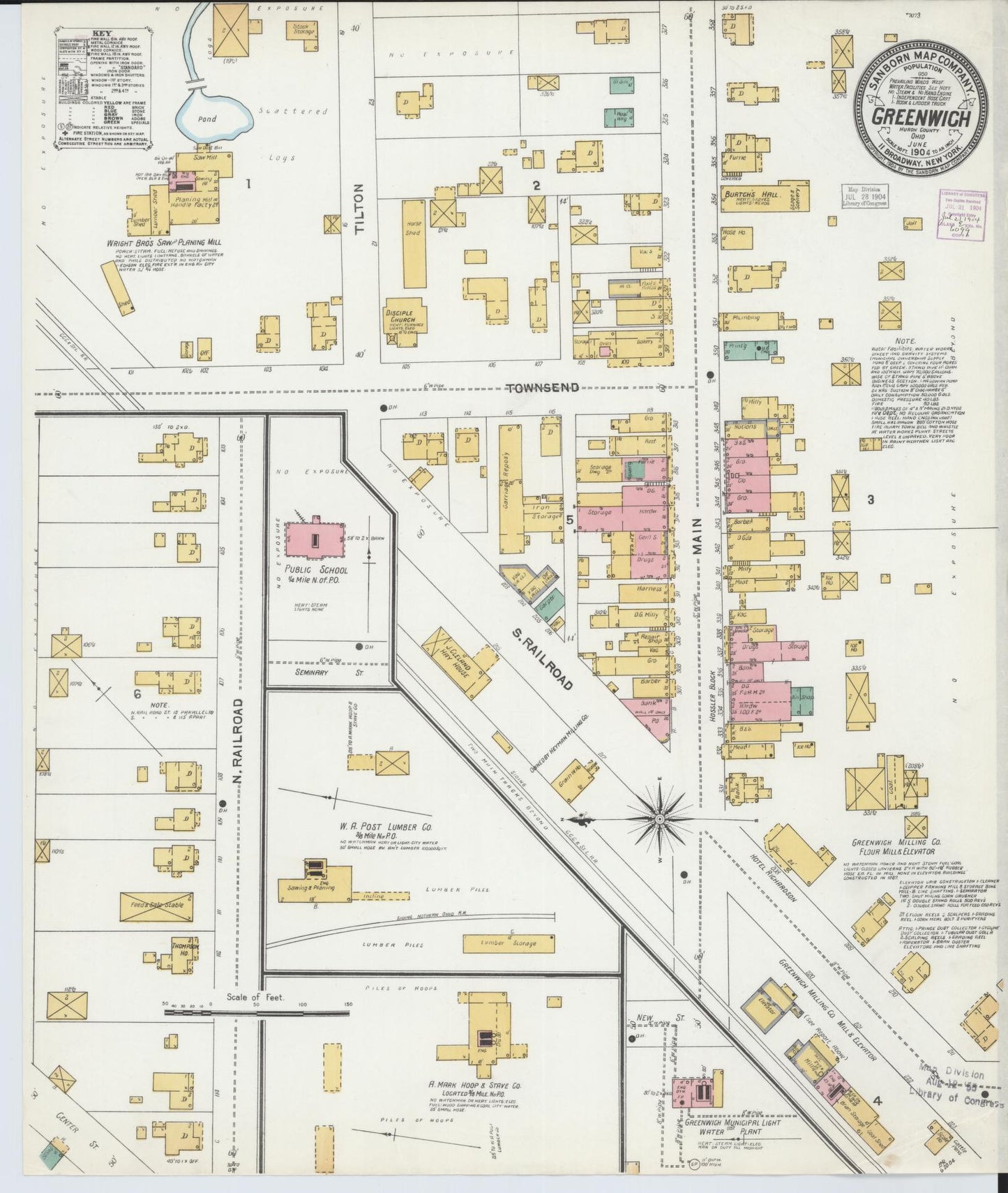Sanborn Fire Insurance Map from Greenwich, Huron County, Ohio (1904), Sheet #0001 - Historic Sanborn Fire Insurance Map Print, vintage old map wall art, antique decor, genealogy gift, Ohio Ohio map