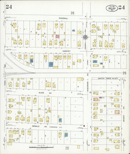 Sanborn Fire Insurance Map from Beloit, Rock County, Wisconsin (1926), Sheet #0024 - Complete Map Set gallery image, historic Sanborn map, vintage wall art, Wisconsin Wisconsin
