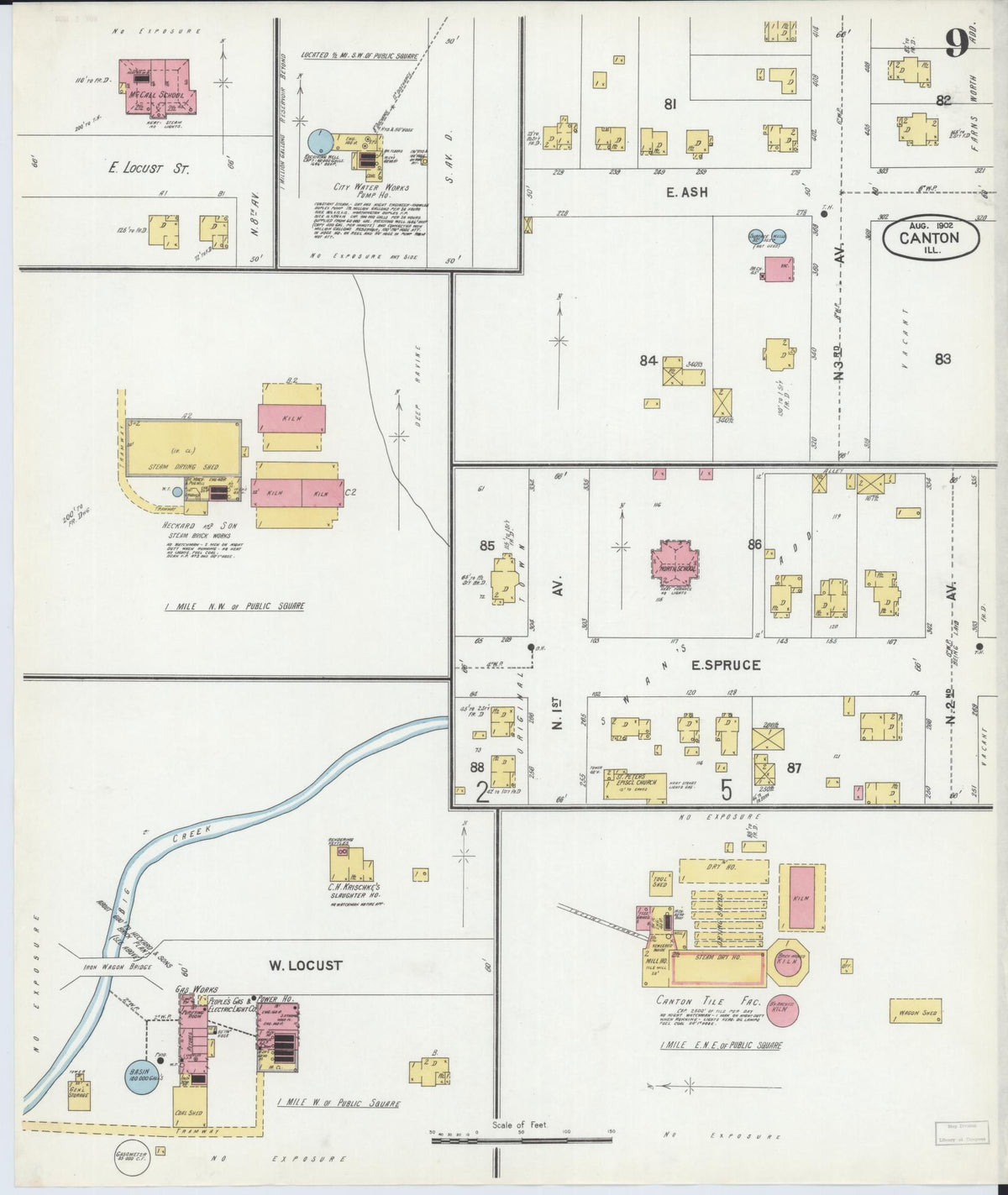 Sanborn Fire Insurance Map from Canton, Fulton County, Illinois (1902), Sheet #0009 - Historic Sanborn Fire Insurance Map Print, vintage old map wall art, antique decor, genealogy gift, Illinois Illinois map