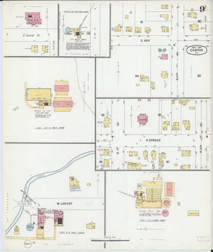 Sanborn Fire Insurance Map from Canton, Fulton County, Illinois (1902), Sheet #0009 - Historic Sanborn Fire Insurance Map Print, vintage old map wall art, antique decor, genealogy gift, Illinois Illinois map