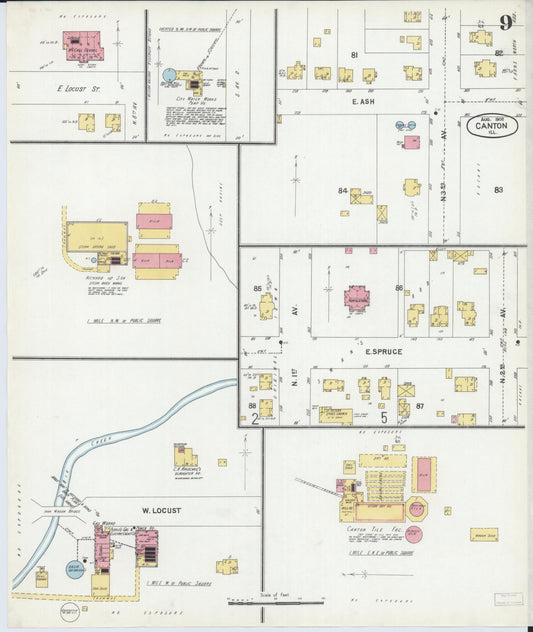 Sanborn Fire Insurance Map from Canton, Fulton County, Illinois (1902), Sheet #0009 - Historic Sanborn Fire Insurance Map Print, vintage old map wall art, antique decor, genealogy gift, Illinois Illinois map