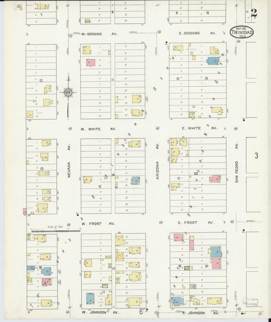 Sanborn Fire Insurance Map from Trinidad, Las Animas County, Colorado (1912), Sheet #0002 - Historic Sanborn Fire Insurance Map Print, vintage old map wall art, antique decor, genealogy gift, Colorado Colorado map