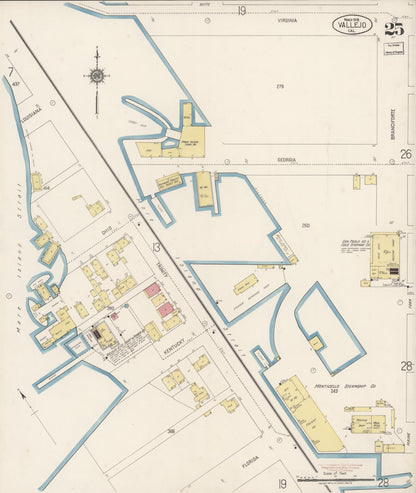 Sanborn Fire Insurance Map from Vallejo, Solano County, California (1919), Sheet #0025 - Complete Map Set gallery image, historic Sanborn map, vintage wall art, California California