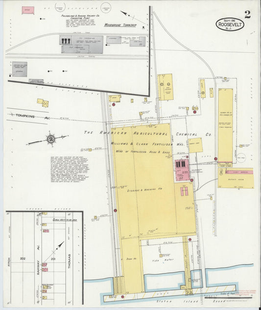 Sanborn Fire Insurance Map from Roosevelt, Middlesex County, New Jersey (1916), Sheet #0002 - Historic Sanborn Fire Insurance Map Print, vintage old map wall art, antique decor, genealogy gift, New Jersey New Jersey map