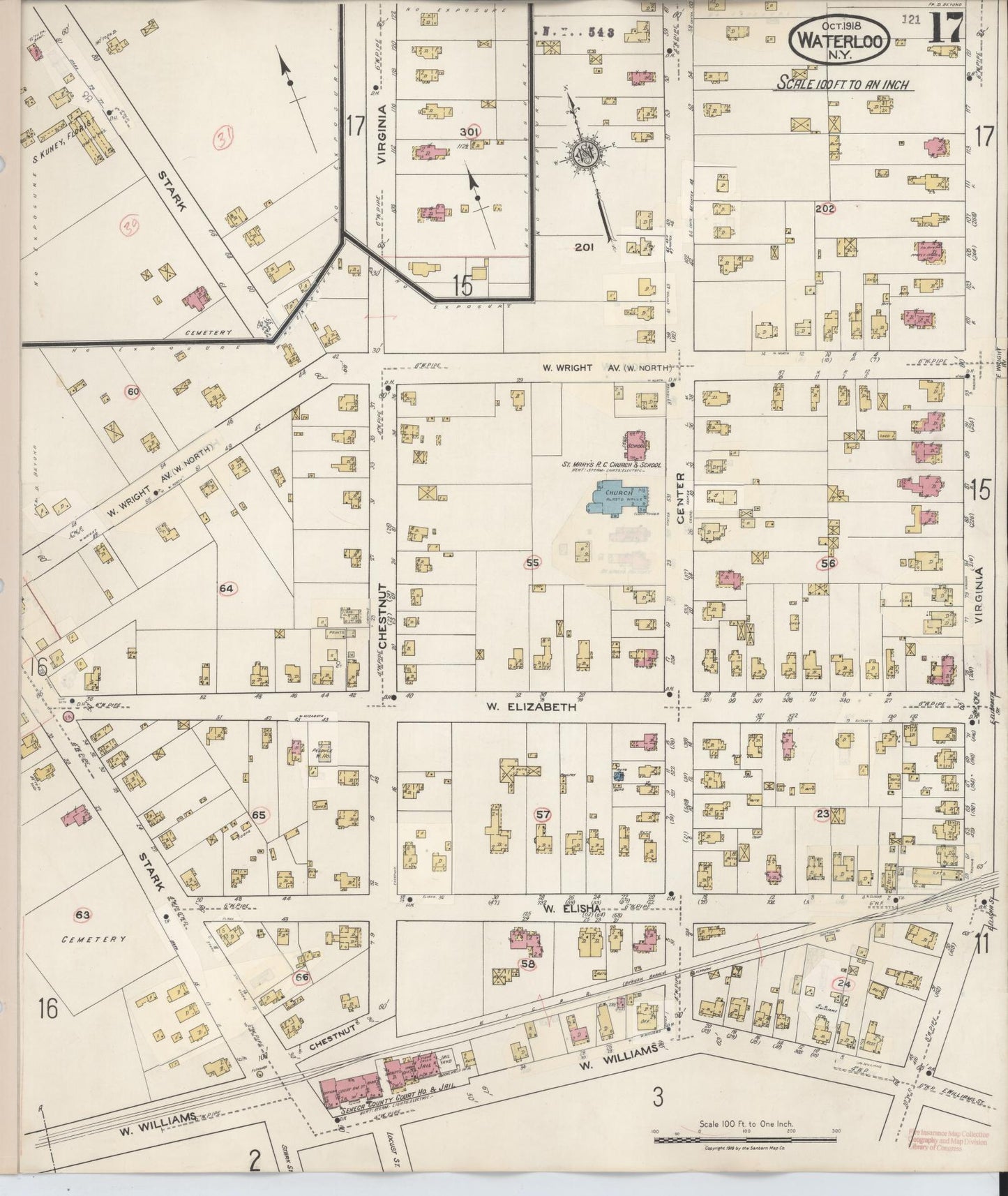 Sanborn Fire Insurance Map from Waterloo, Seneca County, New York (1948), Sheet #0017 - Complete Map Set gallery image, historic Sanborn map, vintage wall art, New York New York