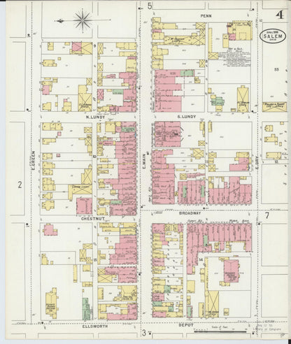 Sanborn Fire Insurance Map from Salem, Columbiana County, Ohio (1898), Sheet #0004 - Historic Sanborn Fire Insurance Map Print, vintage old map wall art, antique decor, genealogy gift, Ohio Ohio map