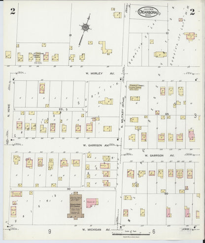 Sanborn Fire Insurance Map from Dearborn, Wayne County, Michigan (1924), Sheet #0002 - Complete Map Set gallery image, historic Sanborn map, vintage wall art, Michigan Michigan