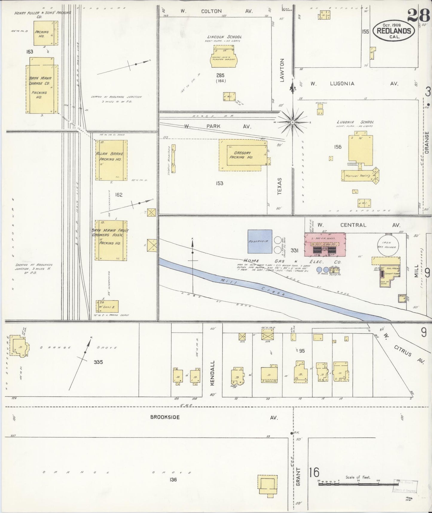 Sanborn Fire Insurance Map from Redlands, San Bernardino County, California (1908), Sheet #0028 - Complete Map Set gallery image, historic Sanborn map, vintage wall art, California California