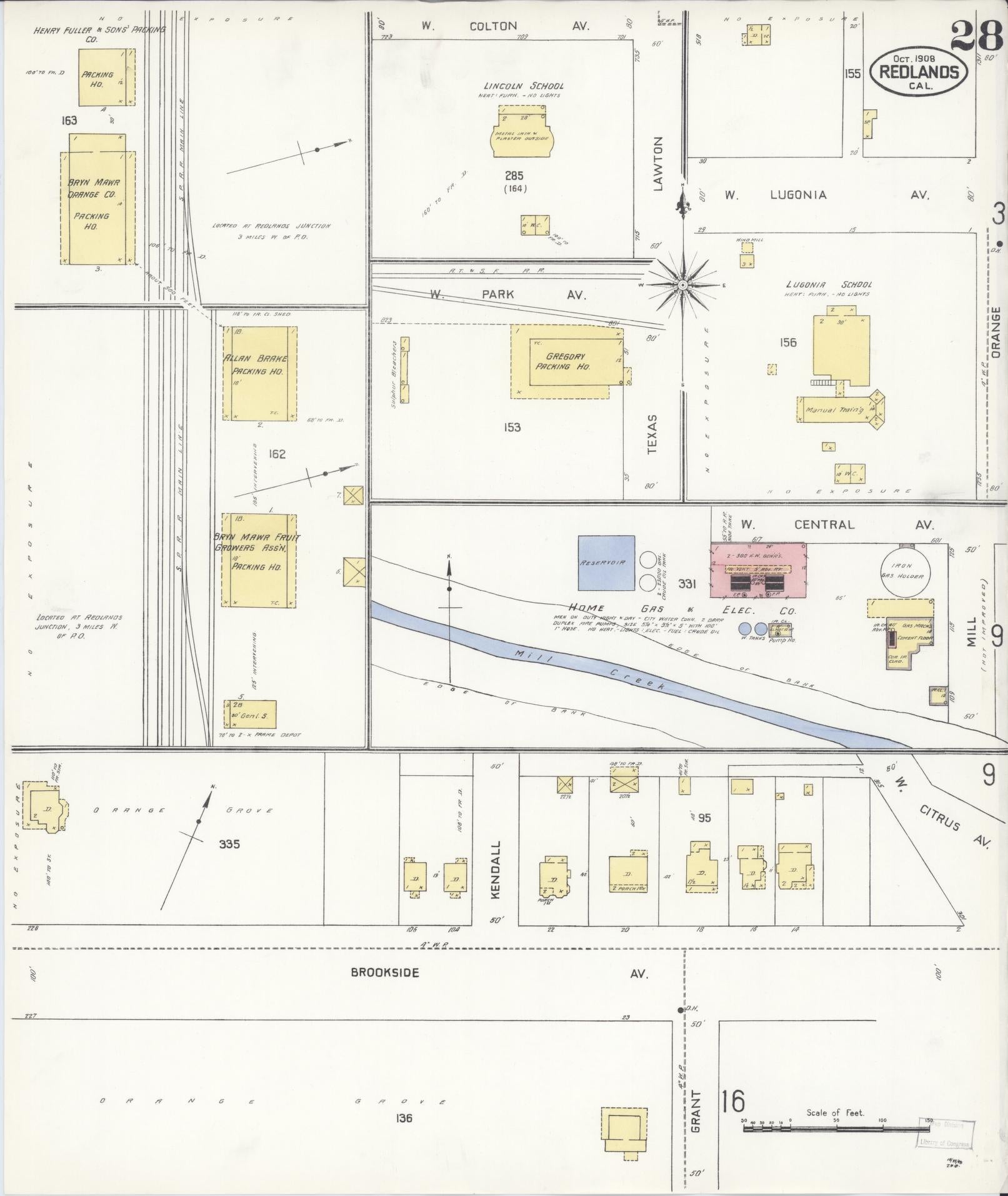 Sanborn Fire Insurance Map from Redlands, San Bernardino County, California (1908), Sheet #0028 - Complete Map Set gallery image, historic Sanborn map, vintage wall art, California California