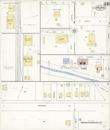 Sanborn Fire Insurance Map from Redlands, San Bernardino County, California (1908), Sheet #0028 - Complete Map Set gallery image, historic Sanborn map, vintage wall art, California California