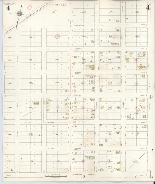 Sanborn Fire Insurance Map from Runge, Karnes County, Texas (1944), Sheet #0004 - Historic Sanborn Fire Insurance Map Print, vintage old map wall art, antique decor, genealogy gift, Texas Texas map