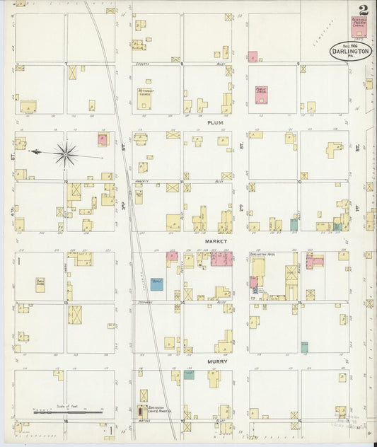 Sanborn Fire Insurance Map from Darlington, Beaver County, Pennsylvania (1906), Sheet #0002 - Historic Sanborn Fire Insurance Map Print, vintage old map wall art, antique decor, genealogy gift, Pennsylvania Pennsylvania map