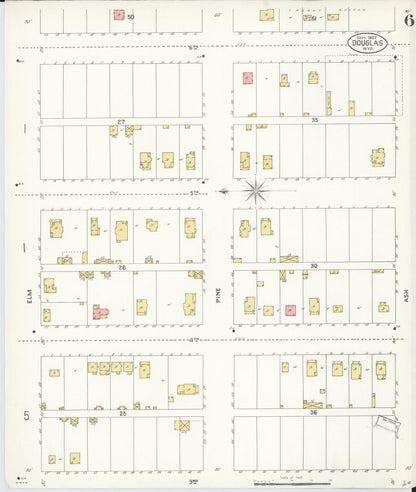Sanborn Fire Insurance Map from Douglas, Converse County, Wyoming (1907), Sheet #0006 - Complete Map Set gallery image, historic Sanborn map, vintage wall art, Wyoming Wyoming