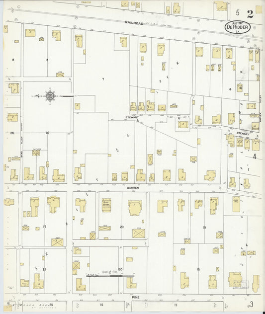 Sanborn Fire Insurance Map from De Ridder, Beauregard Parish, Louisiana (1912), Sheet #0002 - Historic Sanborn Fire Insurance Map Print, vintage old map wall art, antique decor, genealogy gift, Louisiana Louisiana map