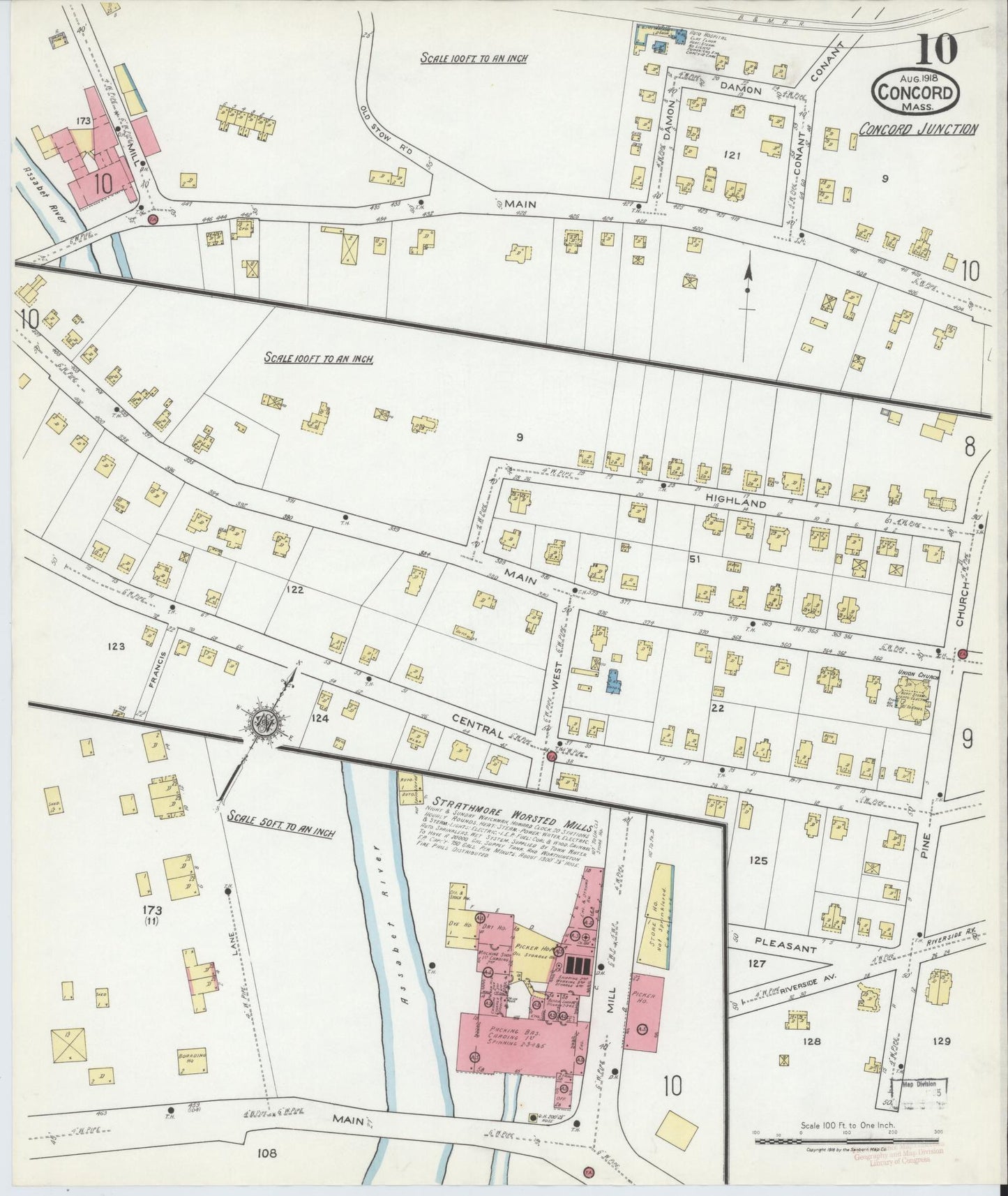 Sanborn Fire Insurance Map from Concord, Middlesex County, Massachusetts (1918), Sheet #0010 - Complete Map Set gallery image, historic Sanborn map, vintage wall art, Massachusetts Massachusetts