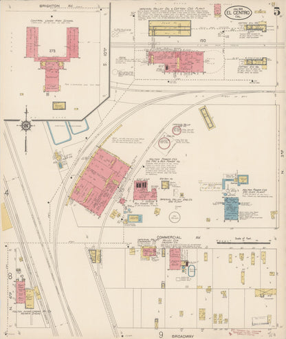 Sanborn Fire Insurance Map from El Centro, Imperial County, California (1914), Sheet #0005 - Historic Sanborn Fire Insurance Map Print, vintage old map wall art, antique decor, genealogy gift, California California map