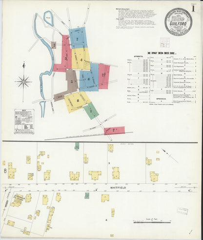 Sanborn Fire Insurance Map from Guilford, New Haven County, Connecticut (1908), Sheet #0001 - Complete Map Set gallery image, historic Sanborn map, vintage wall art, Connecticut Connecticut