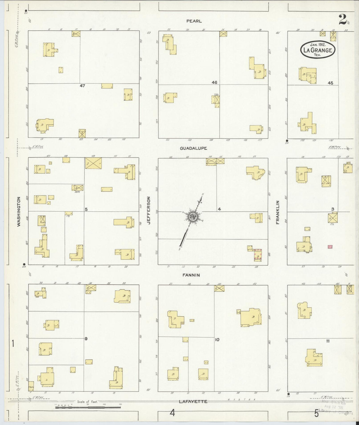 Sanborn Fire Insurance Map from La Grange, Fayette County, Texas (1912), Sheet #0002 - Complete Map Set gallery image, historic Sanborn map, vintage wall art, Texas Texas